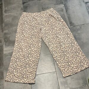 Aerie Leopard Print New Heights fleece trousers. Wide Leg Pants